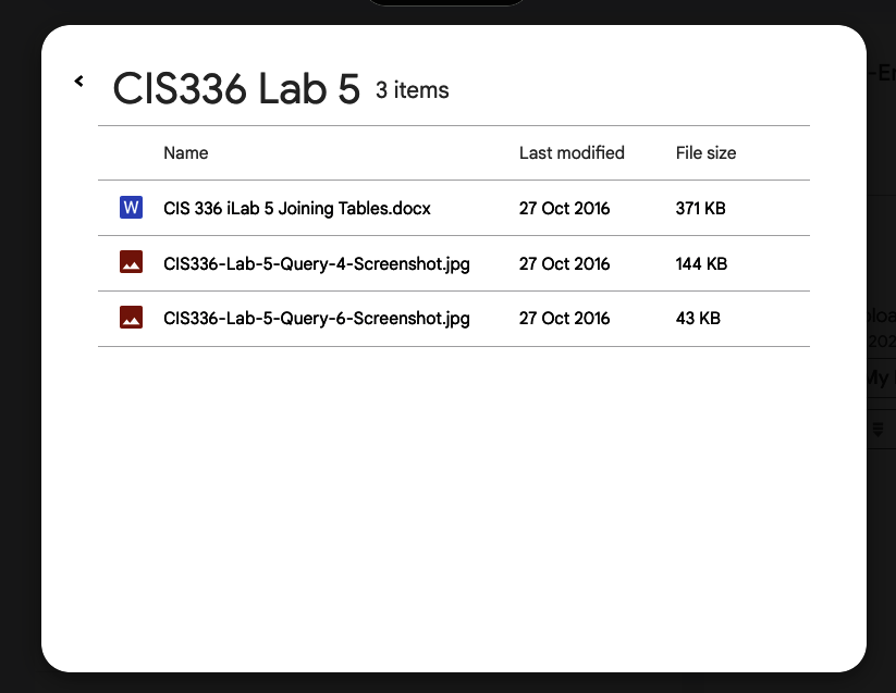 CIS336 Lab 5 Joining Tables