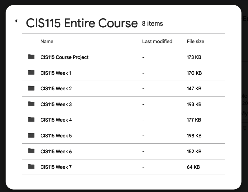 [NEW SOLN] CIS115 ENTIRE COURSE HELP